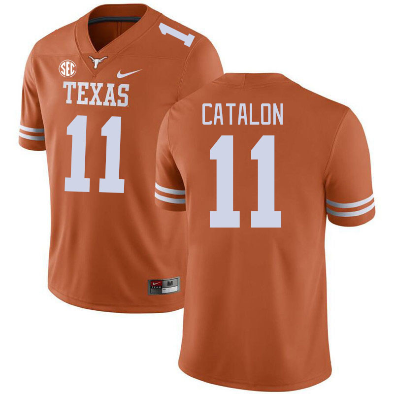 Texas Longhorns #11 Jalen Catalon SEC Conference College Football Jerseys Stitched Sale-Orange